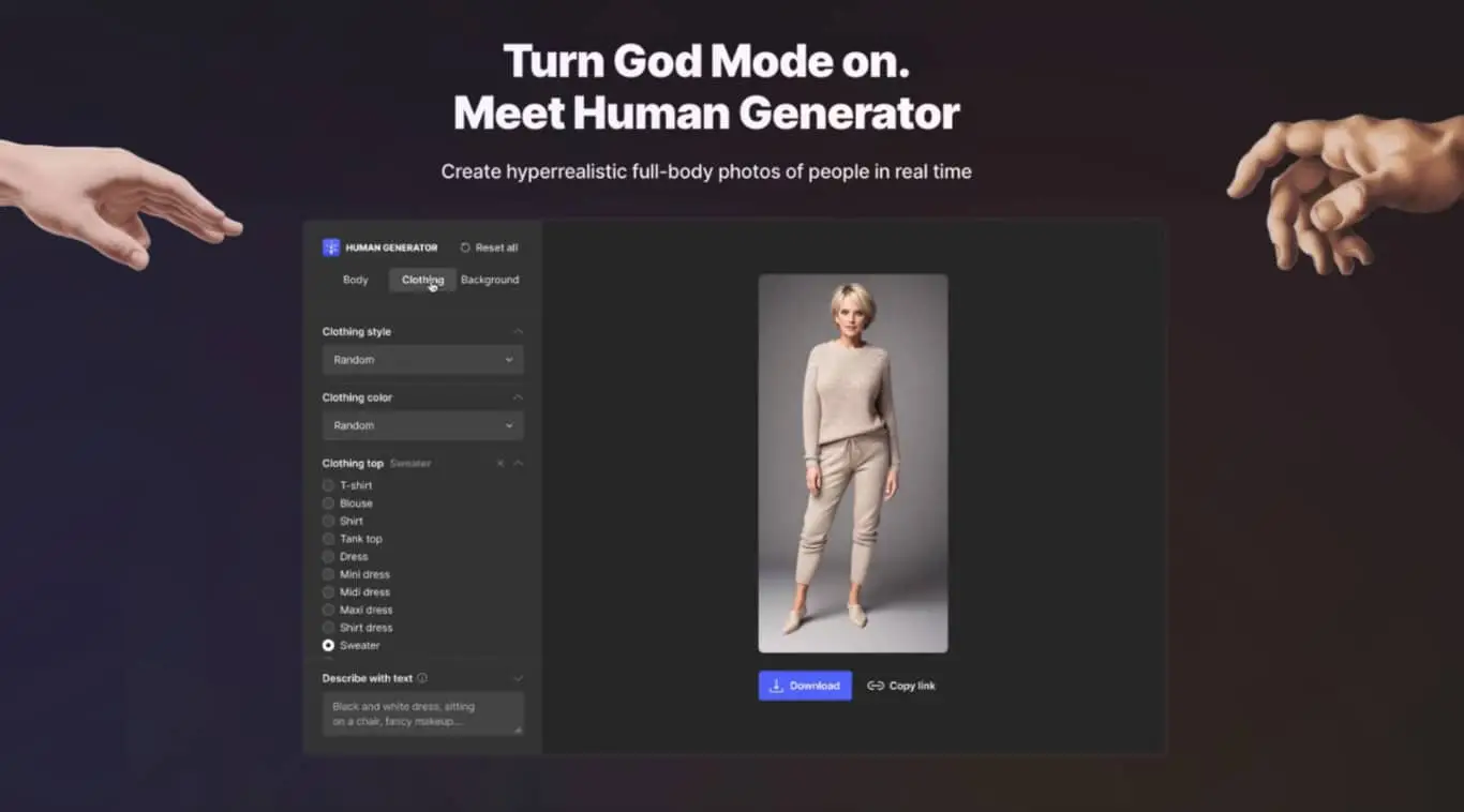 Human selfie generator